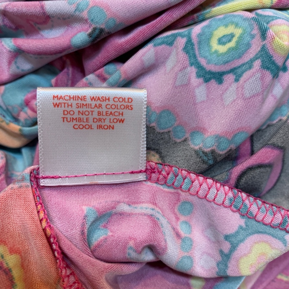 JOSIE Natori Short Robe Size Small Multicolor Print Boho Whimsy Hippie Pink - Picture 13 of 14